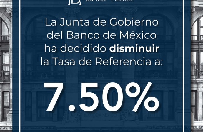Banco de México reduce la tasa de interés interbancaria a 7.50%