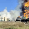 Descarrilamiento de tren de carga causa incendio en Smolensk, Rusia