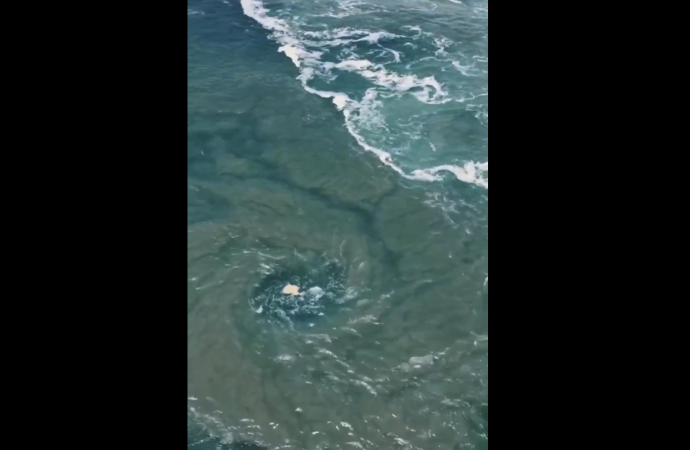 Impresionante vórtice en la Bahía Principal de Puerto Escondido: llaman a respetar las banderas