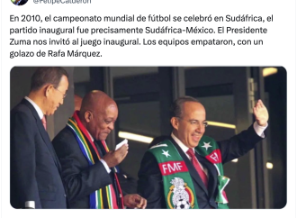 Calderón destaca su asistencia al partido inaugural del Mundial 2010; Sheinbaum opta por no acudir al Estadio Azteca en 2026