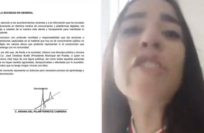 Ariana Ferretiz publica carta de disculpa tras polémica en San Andrés Cholula; usuarios señalan error ortográfico