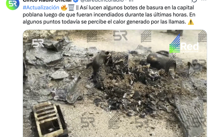 Incendios recurrentes de contenedores en Puebla alertan sobre posible pirómano en la ciudad