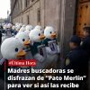 FALSO: Madres buscadoras no se disfrazaron del “Pato Merlín” para ser recibidas en Palacio Nacional