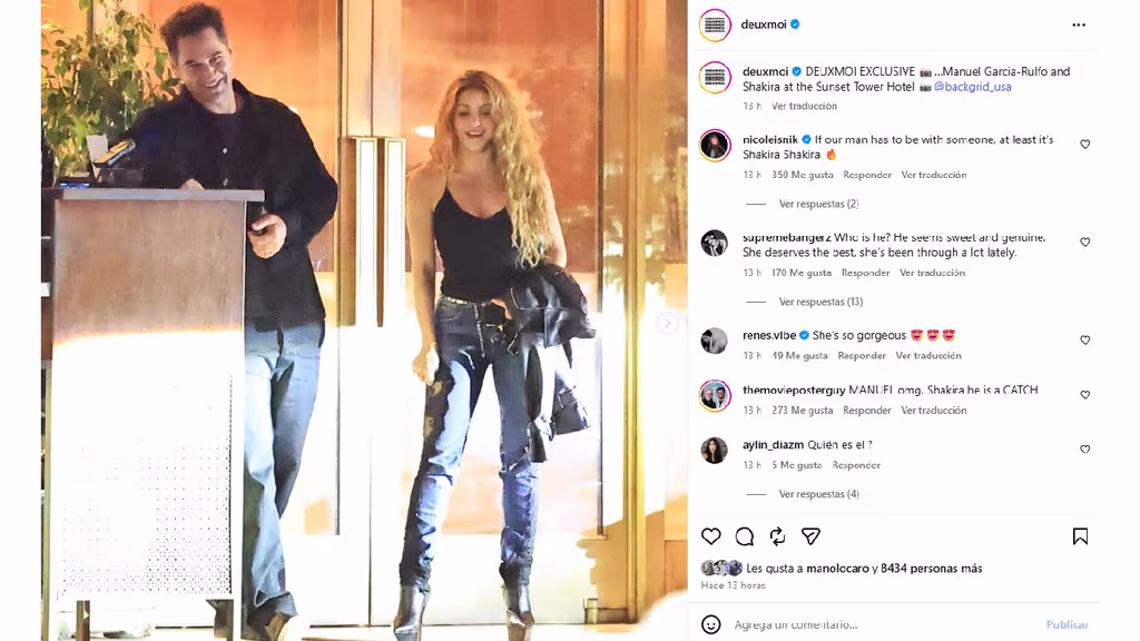 Shakira es captada junto al actor mexicano Manuel García-Rulfo y desata rumores de romance
