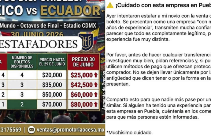 Alerta por presunto fraude en venta de boletos para México vs Inglaterra en Puebla