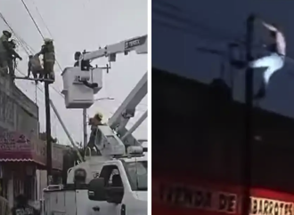 Presunto ladrón queda colgado más de seis horas en poste de luz en Chimalhuacán