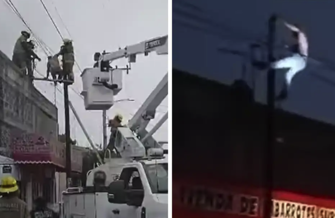 Presunto ladrón queda colgado más de seis horas en poste de luz en Chimalhuacán