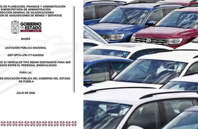 Gobierno de Puebla licita 33 vehículos para rifarlos entre sindicalizados de la SEP