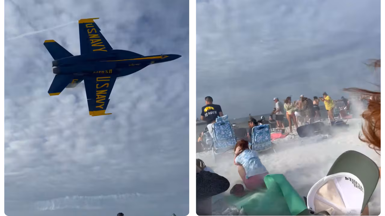 Piloto de F-18 suspendido tras vuelo rasante sobre playa en Florida